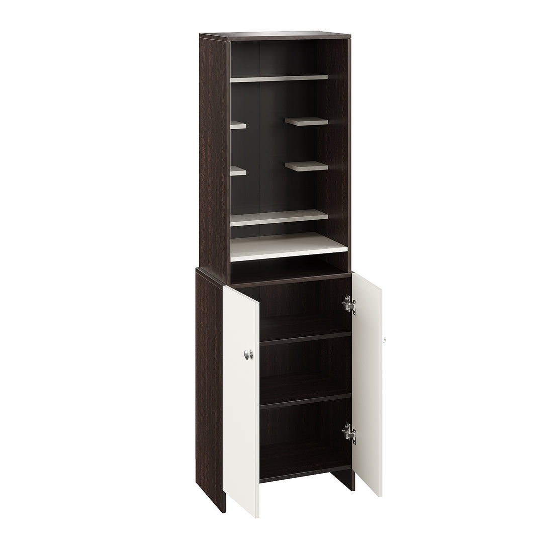 Aanya Pooja Mandir for Home, Modern Temple for Home & Office, Prayer Cabinet Puja Stand Shelf in Wenge & White Finish