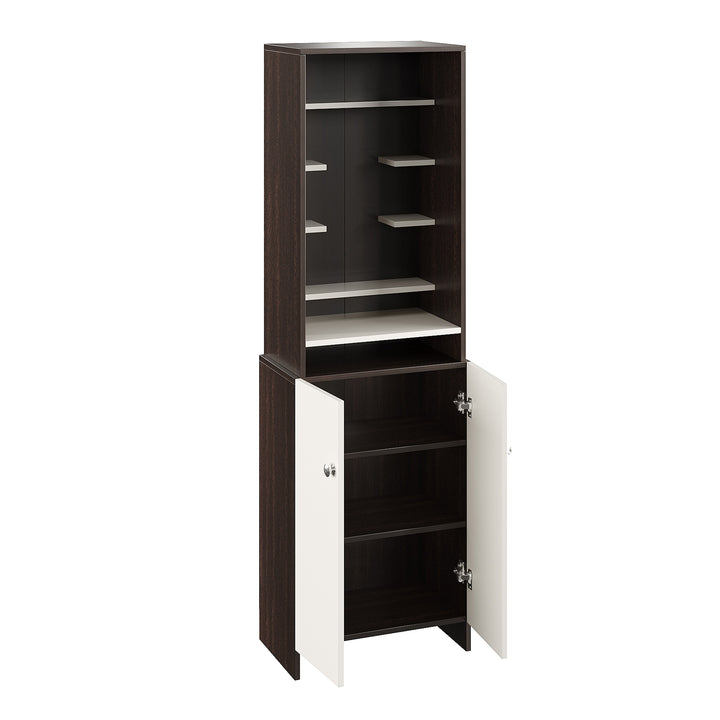 Aanya Pooja Mandir for Home, Modern Temple for Home & Office, Prayer Cabinet Puja Stand Shelf in Wenge & White Finish