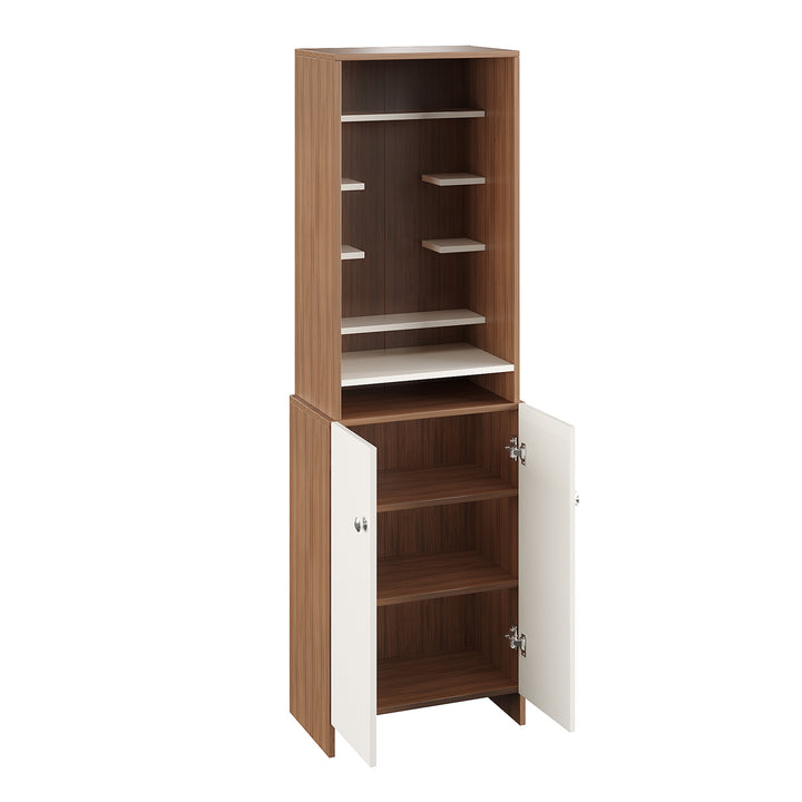 Aanya Engineered Wood Home Temple for Living Room & Office in Exotic Teak & White