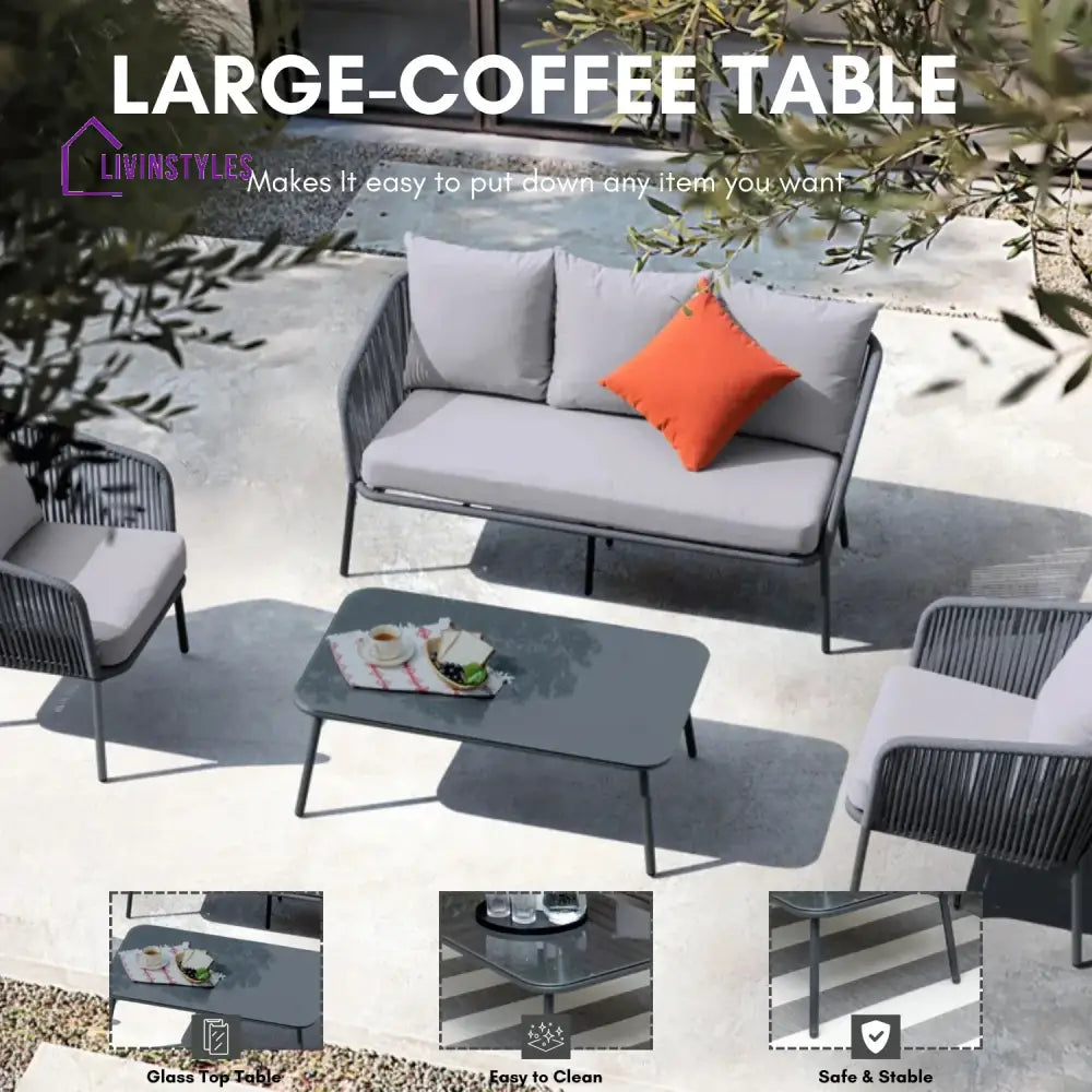 Ophelia 5-Seater Outdoor All-Weather Rope Sofa Set - Sofa Set