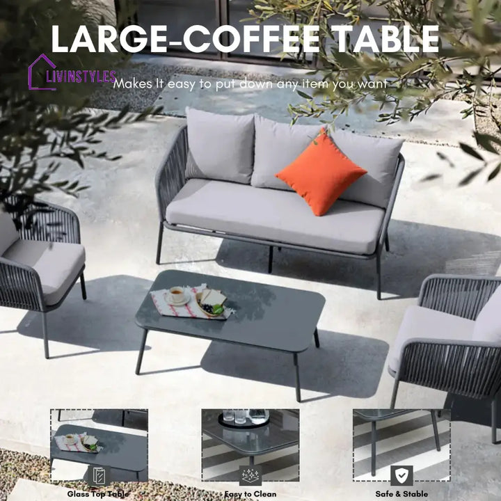 Ophelia 5-Seater Outdoor All-Weather Rope Sofa Set - Sofa Set