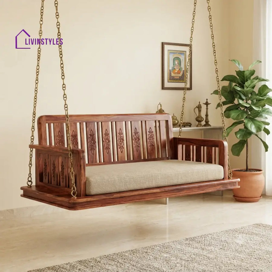 Ophélie 2 Seater Wooden Swing for Home | Wooden Jhula for home