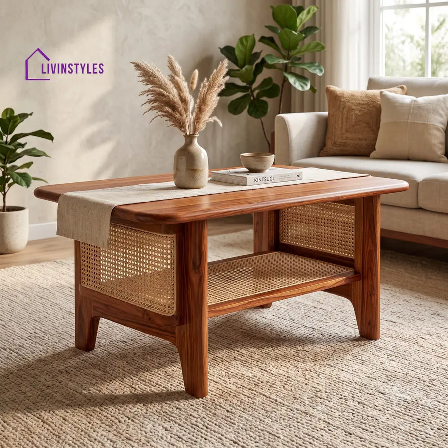 Ophélie Wooden Coffee Table for Living Room | Tea Table | Teapoy | Center table