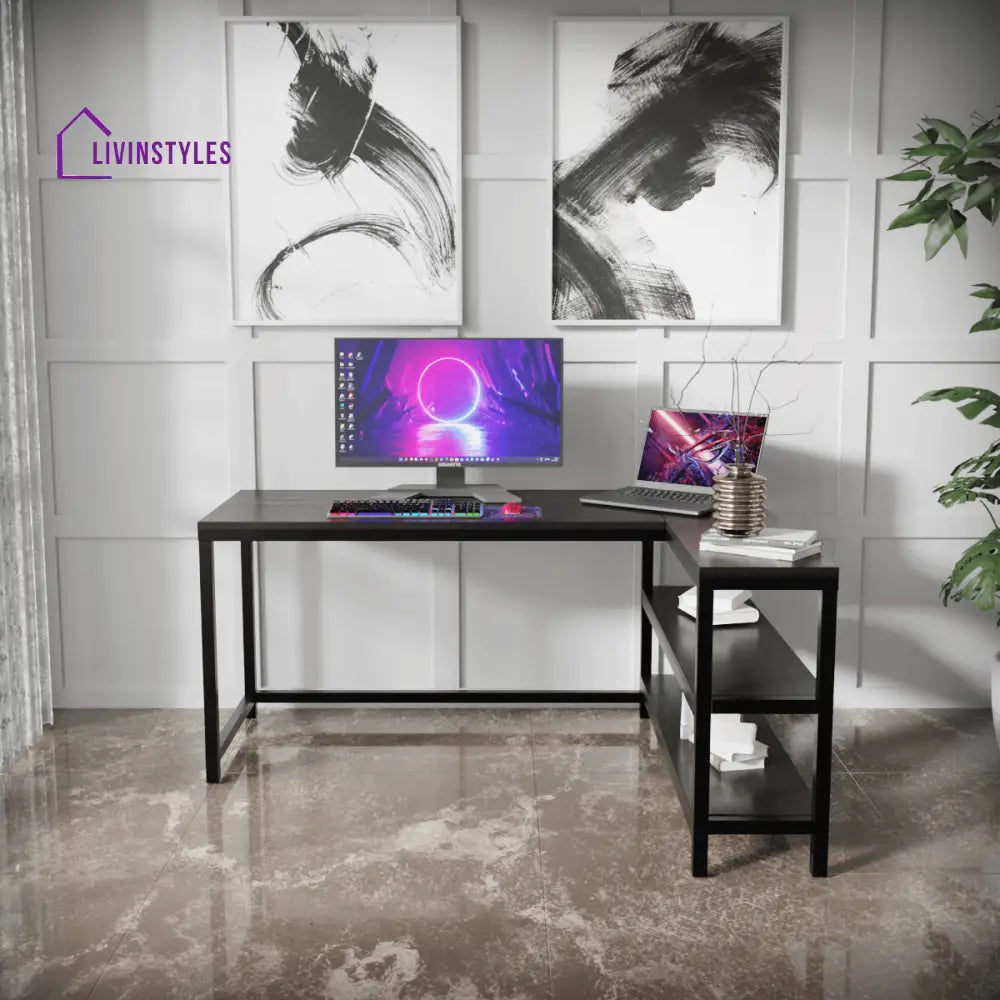 Optimus L shape desk with Storage Design | Computer Table | Study Table for Home - Workstations & Cubicles