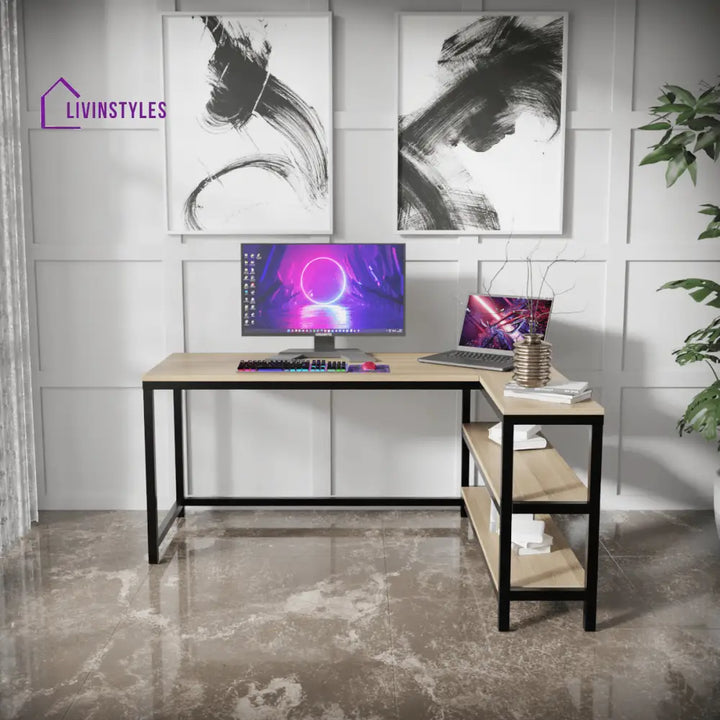 Optimus L shape desk with Storage Design | Computer Table | Study Table for Home - Workstations & Cubicles