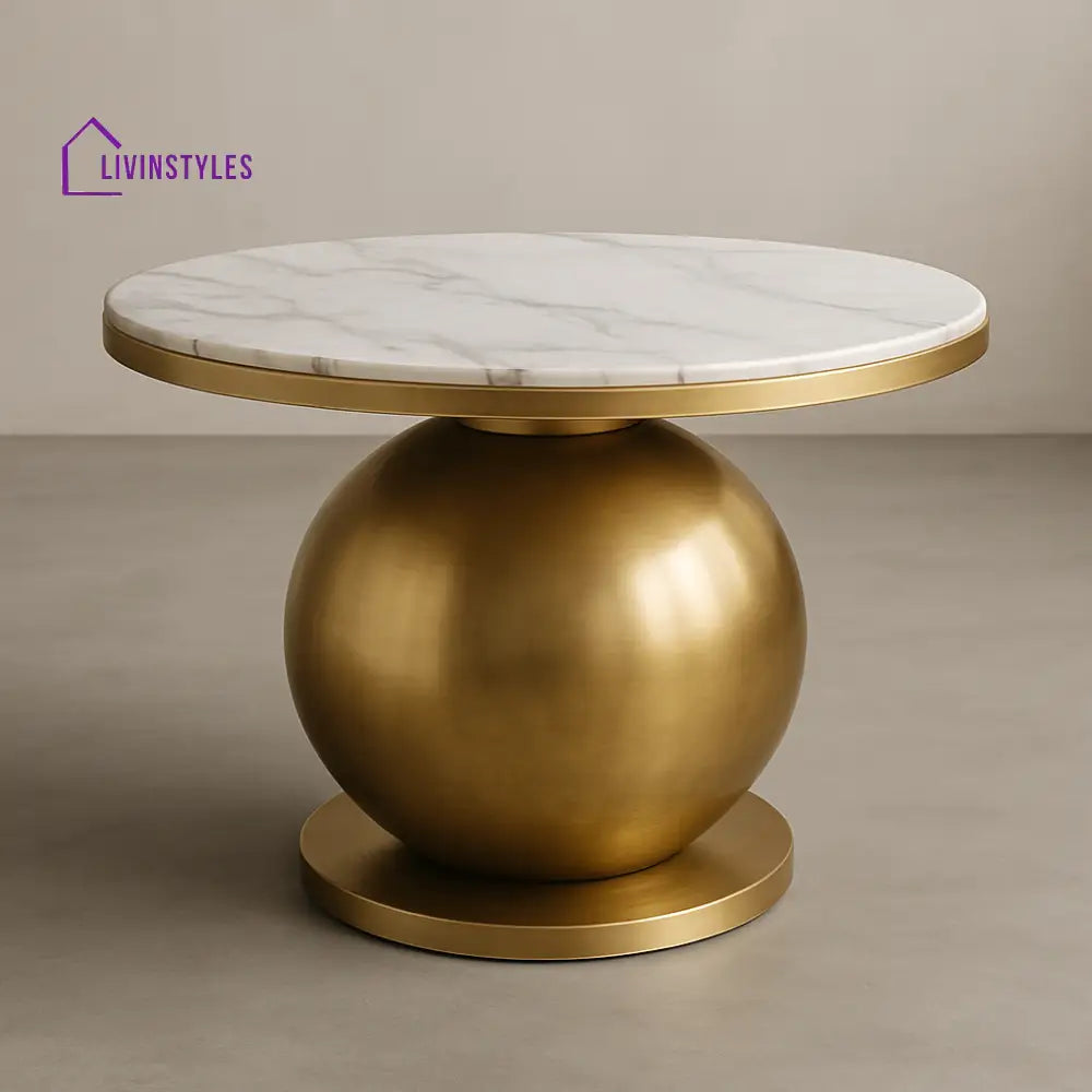 Orbit Luxe Round Marble Top Table with Ball Base