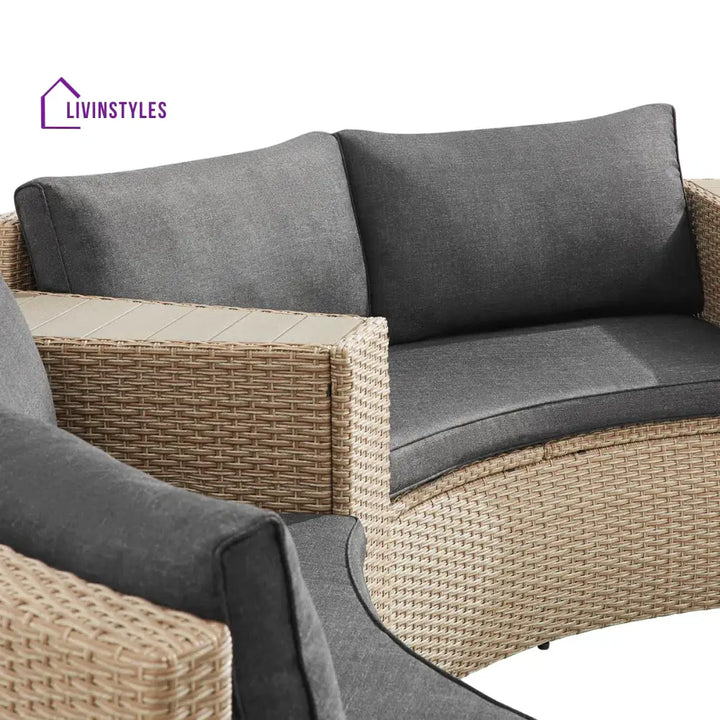 Orca Outdoor Patio Sofa Set 6 seater and 1 Center Table (Light brown) - Sofa Sets
