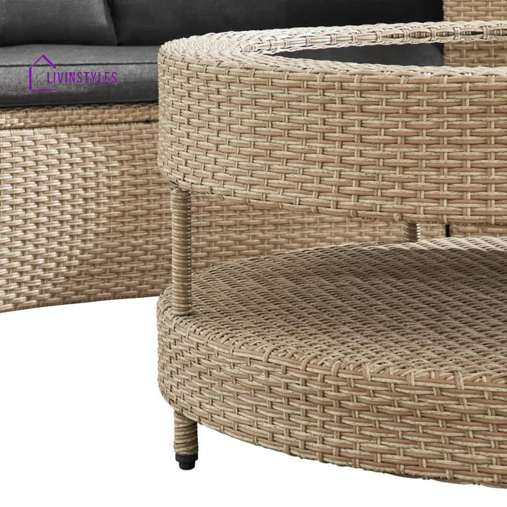 Orca Outdoor Patio Sofa Set 6 seater and 1 Center Table (Light brown) - Sofa Sets
