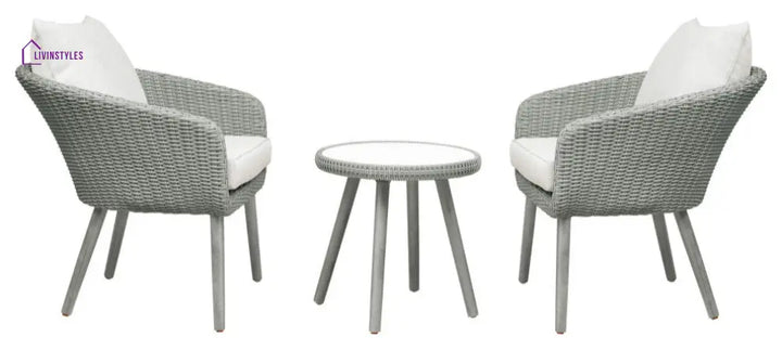 Orek Outdoor Patio Seating Set 2 Chairs and 1 Table Set (Grey + White) - Coffee Table Sets