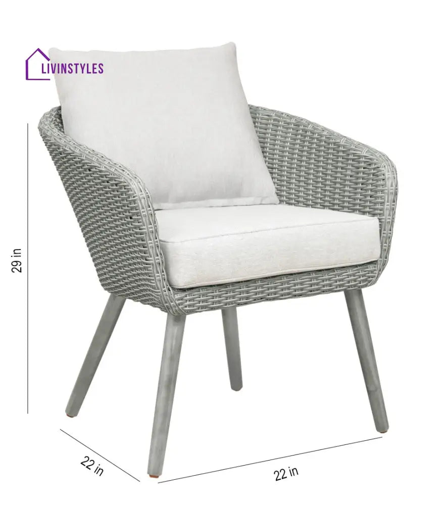 Orek Outdoor Patio Seating Set 2 Chairs and 1 Table Set (Grey + White) - Coffee Table Sets