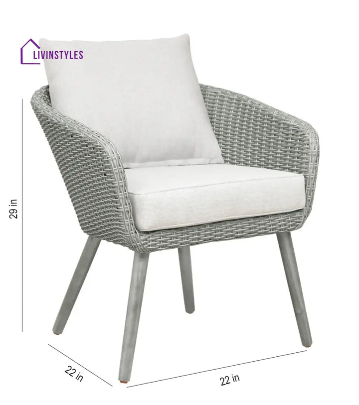 Orek Outdoor Patio Seating Set 2 Chairs and 1 Table Set (Grey + White) - Coffee Table Sets