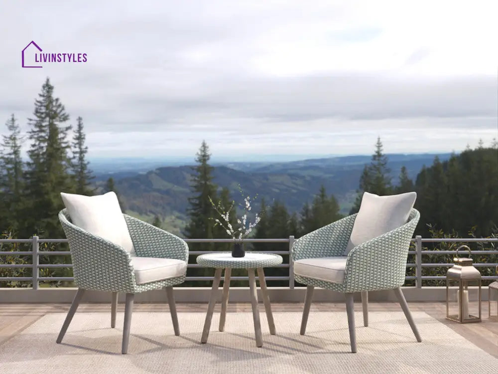 Orek Outdoor Patio Seating Set 2 Chairs and 1 Table Set (Grey + White) - Coffee Table Sets