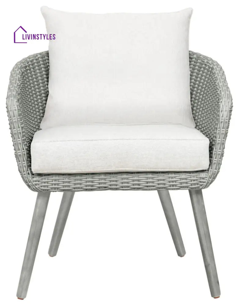 Orek Outdoor Patio Seating Set 2 Chairs and 1 Table Set (Grey + White) - Coffee Table Sets