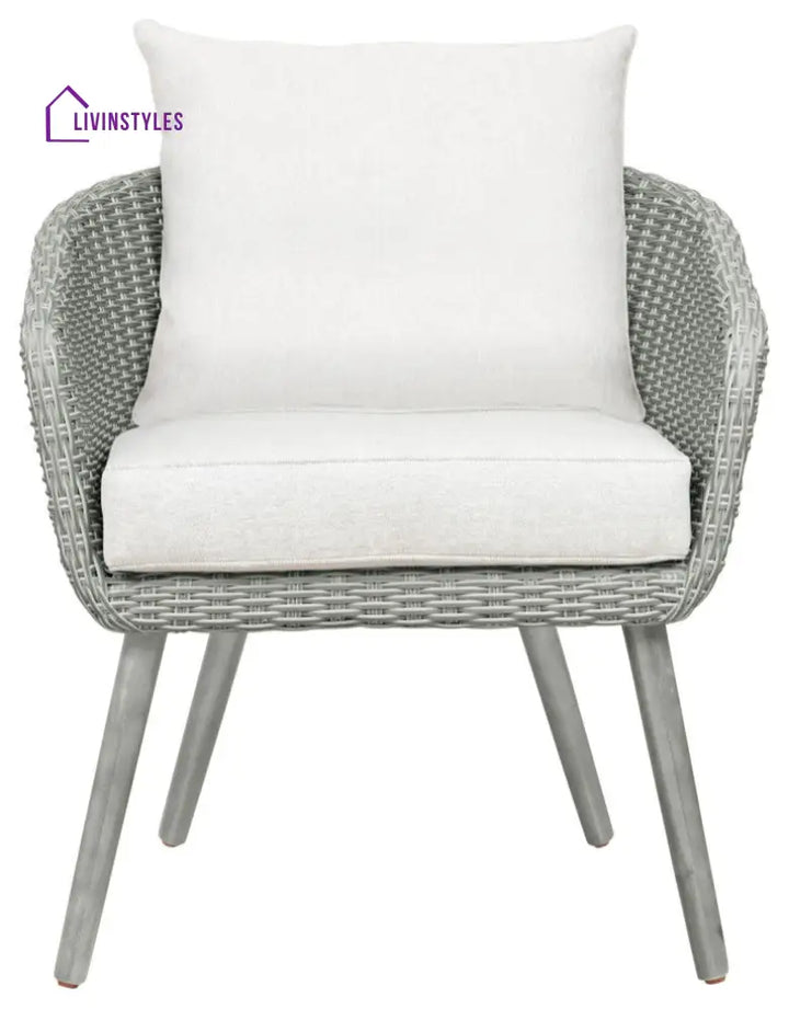 Orek Outdoor Patio Seating Set 2 Chairs and 1 Table Set (Grey + White) - Coffee Table Sets