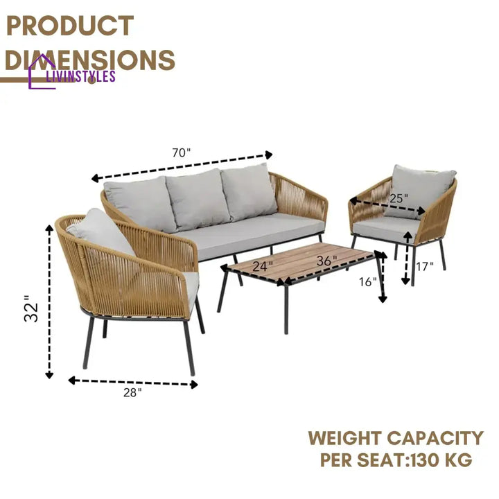 Oriana 5-Seater Outdoor All-Weather Rope Sofa Set Sofa Set