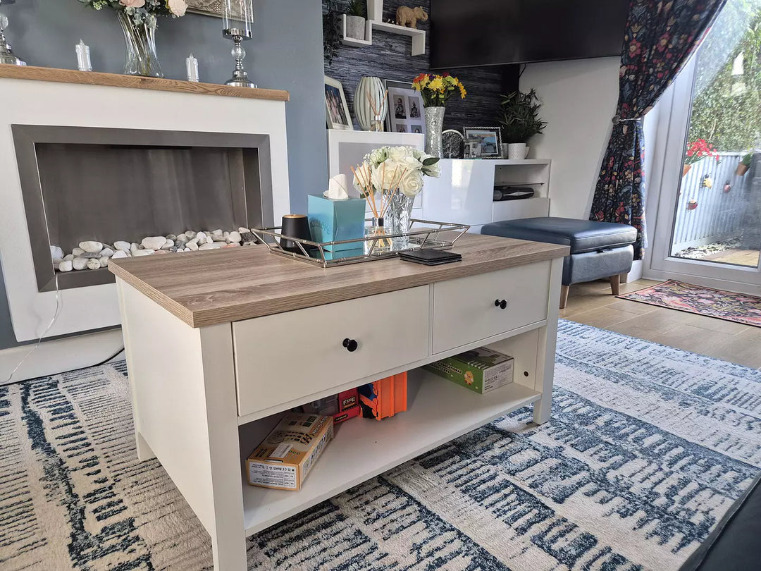 Bampton Alabaster White Coffee Table with Storage
