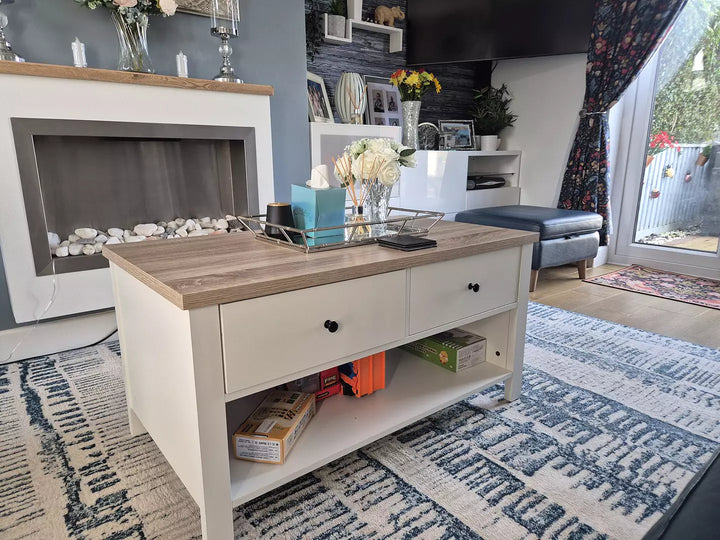 Bampton Alabaster White Coffee Table with Storage