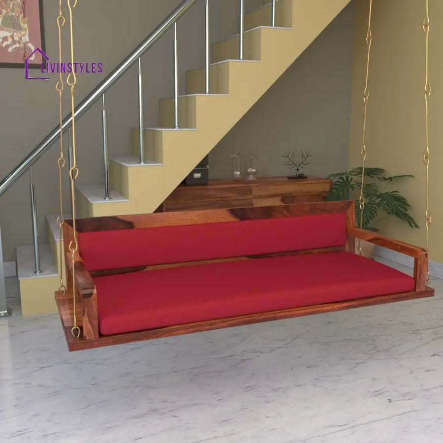 Orion Red Back Upholstered Heritage Style Wooden Handmade Swing For Home