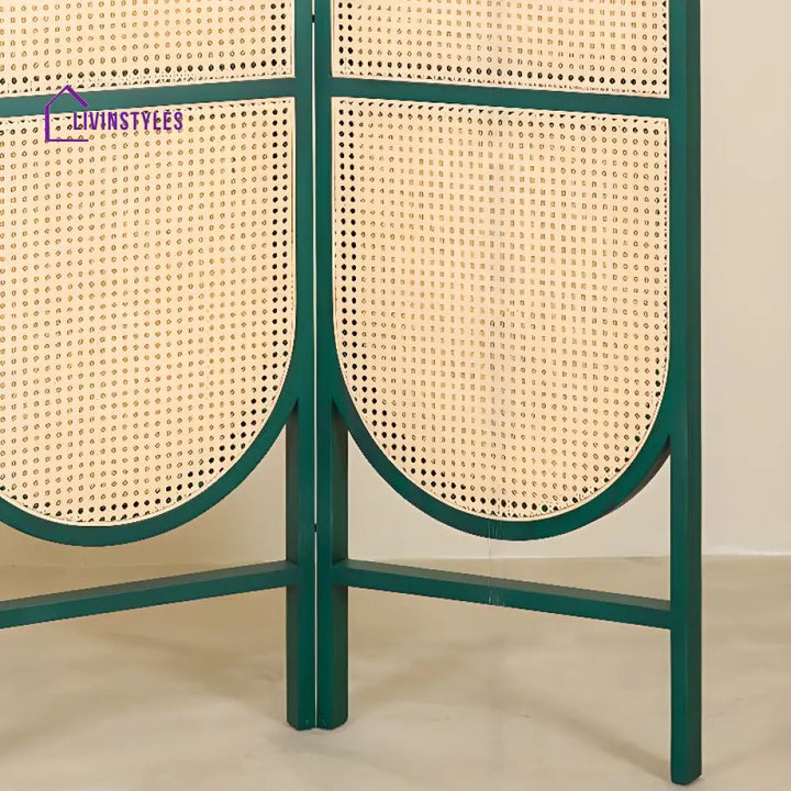 Orionna Wooden and Cane Weaving Room Partition for Living Room