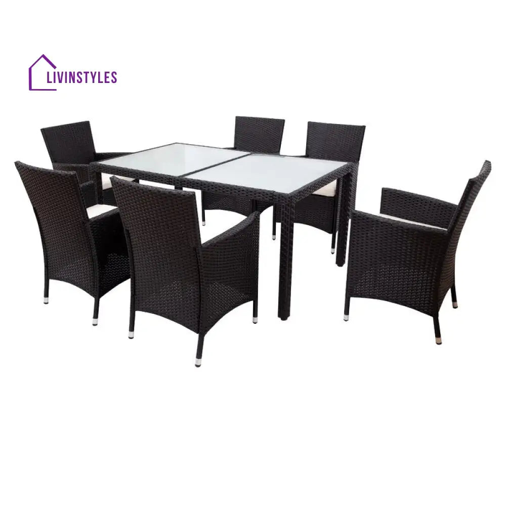 Orso Outdoor Patio Dining Set 6 Chairs and 1 Table (Black) - Dining sets