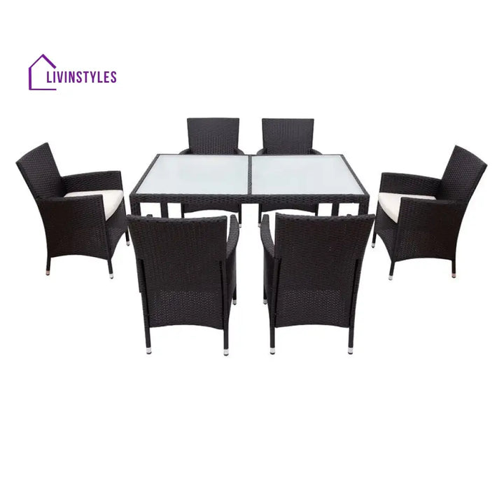 Orso Outdoor Patio Dining Set 6 Chairs and 1 Table (Black) - Dining sets