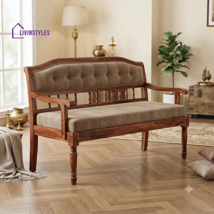 Orwell Wooden Bench for Living Room | Bedroom | Extra Seating