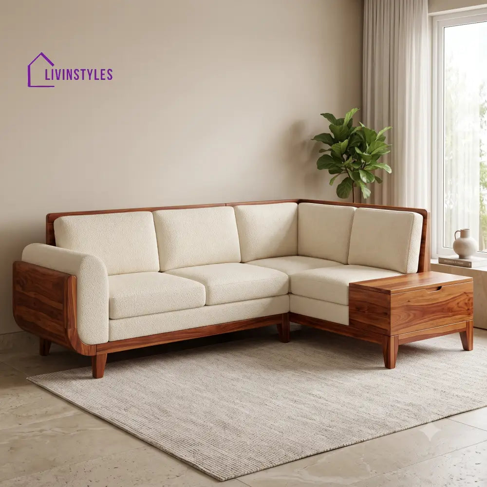 Oscar Premium L Shaped Wooden Sofa Set for Living Room