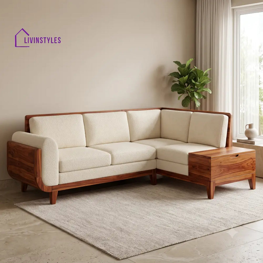 Oscar Premium L Shaped Wooden Sofa Set for Living Room