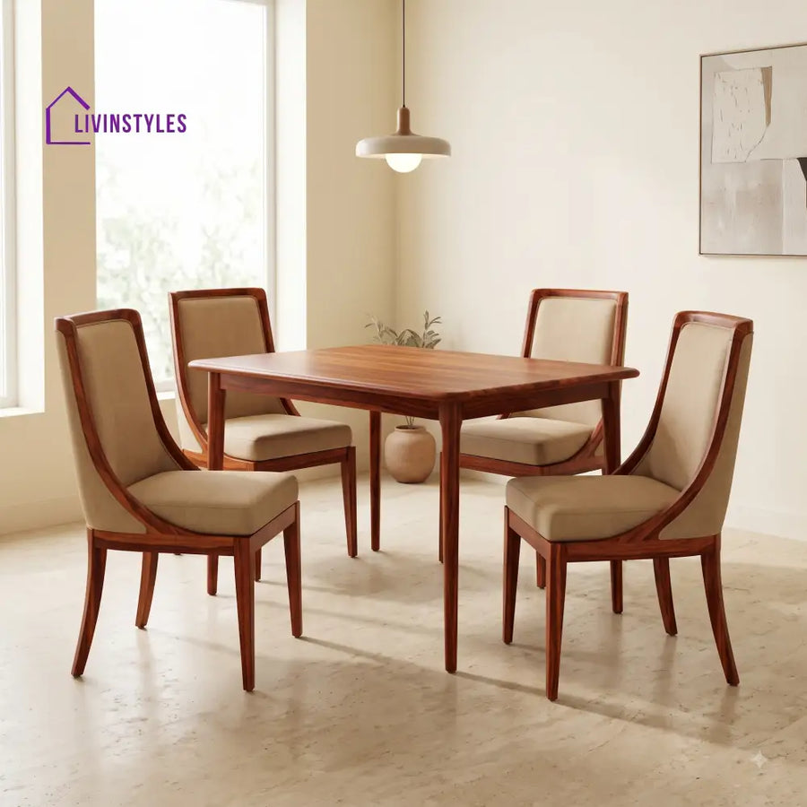 Oscar Premium Solid Wood 4 Seater Dining Table Set