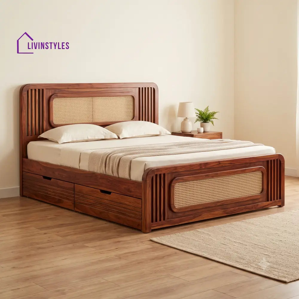 Oscar Premium Wooden Bed with Drawer Storage | King Size Bed & Queen Size Bed Online