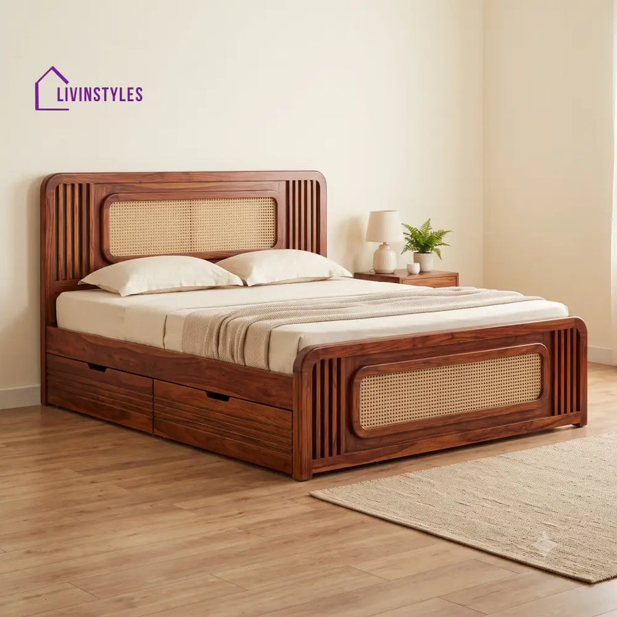 Oscar Premium Wooden Bed with Drawer Storage | King Size Bed & Queen Size Bed Online