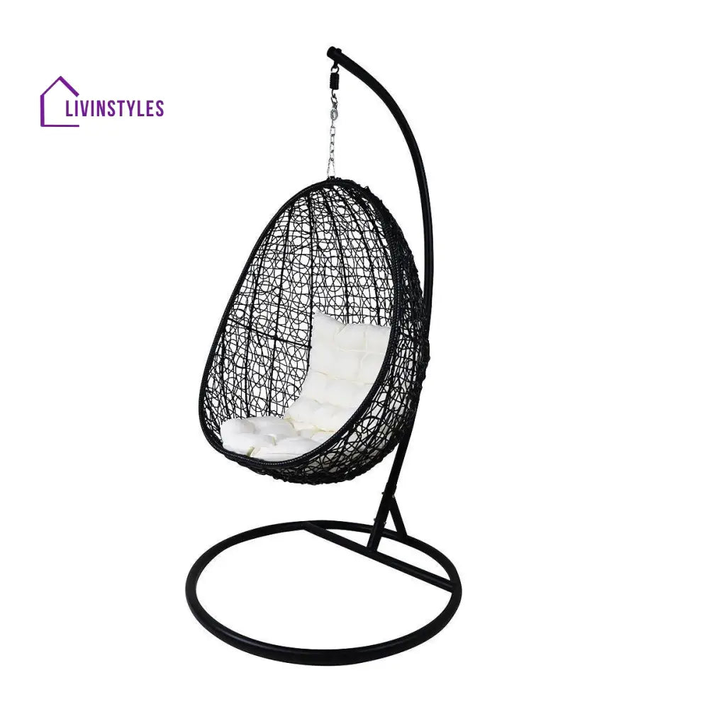 Oscuro Single Seater Hanging Swing With Stand For Balcony Garden Swing (Black) - Swings