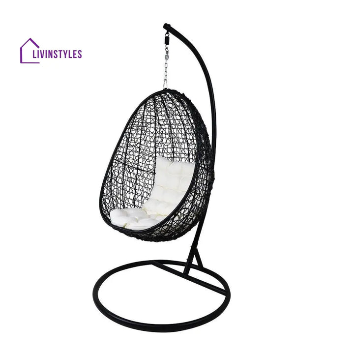 Oscuro Single Seater Hanging Swing With Stand For Balcony Garden Swing (Black) - Swings