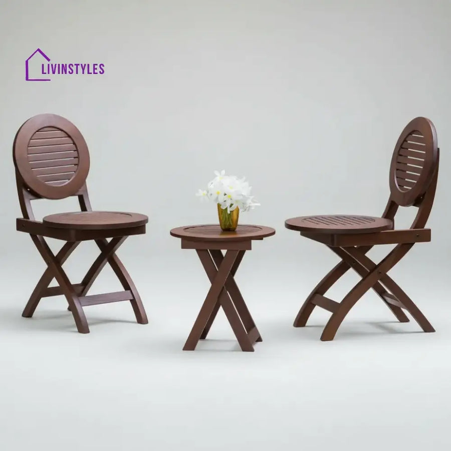 Rukmani Outdoor Folding Round Stool With 2 Chairs Set