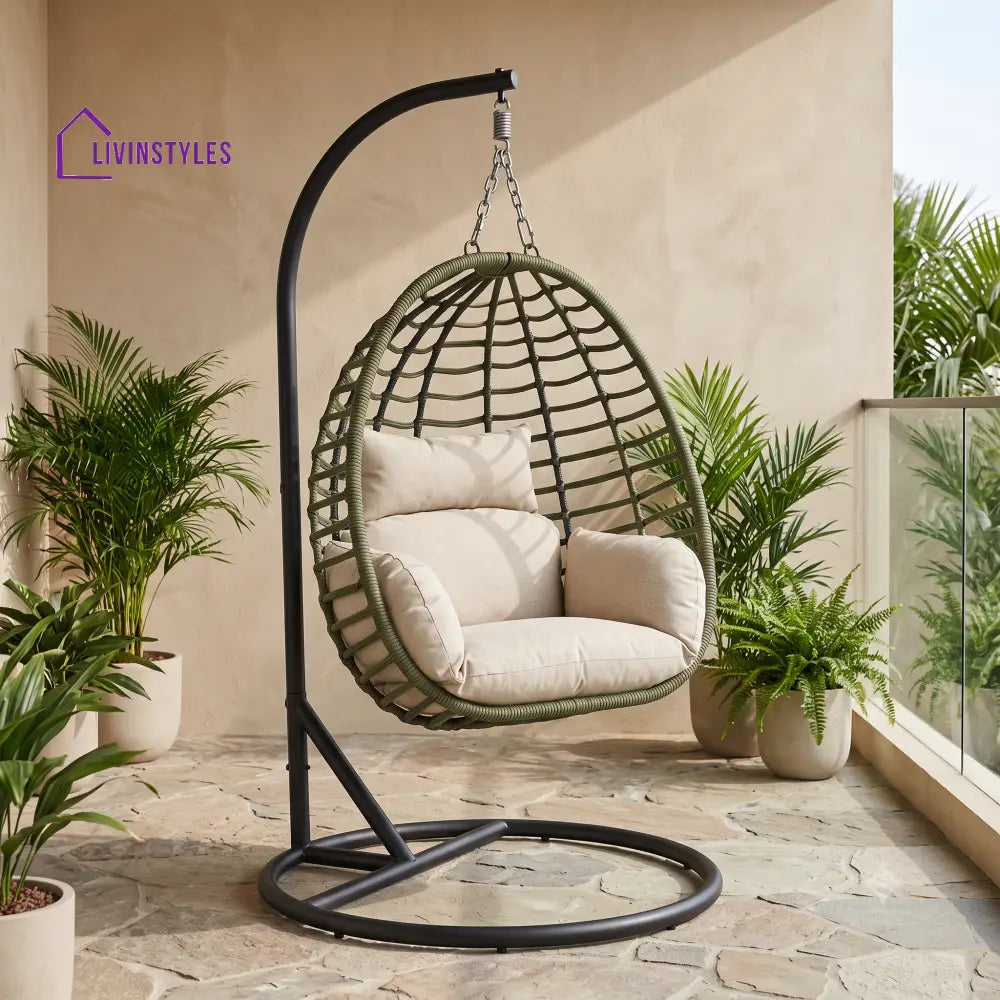 Oskar Premium MS Frame with Powder Coated Outdoor Swing Chair with Stand