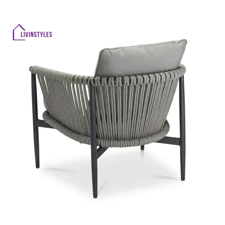 Ossani Outdoor Sofa Set 2 Seater 2 Single seater and 1 Center Table (Grey) Braided & Rope - Sofa Sets