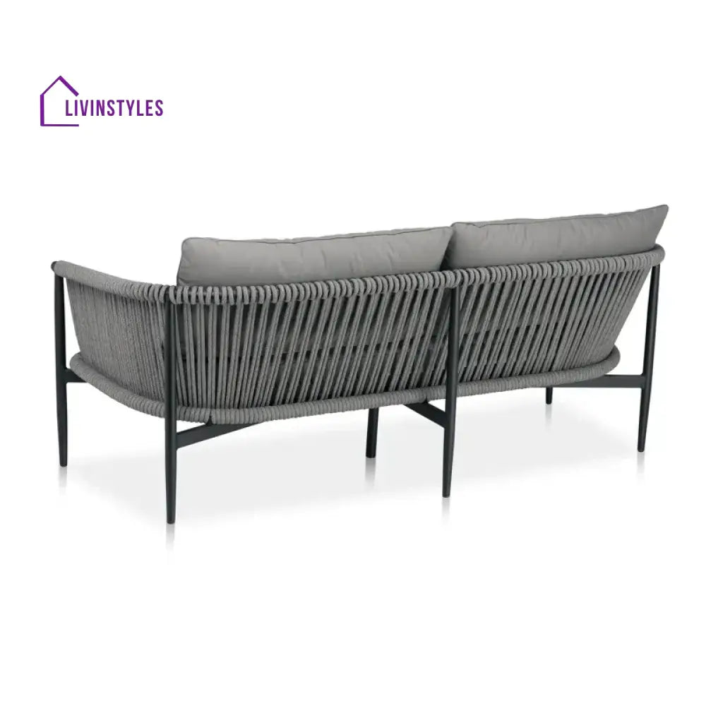 Ossani Outdoor Sofa Set 2 Seater 2 Single seater and 1 Center Table (Grey) Braided & Rope - Sofa Sets