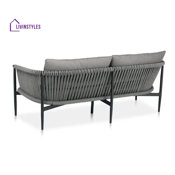 Ossani Outdoor Sofa Set 2 Seater 2 Single seater and 1 Center Table (Grey) Braided & Rope - Sofa Sets
