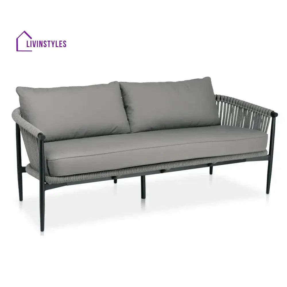 Ossani Outdoor Sofa Set 2 Seater 2 Single seater and 1 Center Table (Grey) Braided & Rope - Sofa Sets