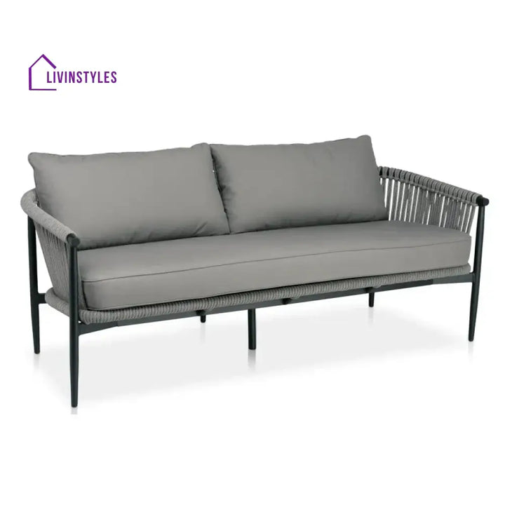 Ossani Outdoor Sofa Set 2 Seater 2 Single seater and 1 Center Table (Grey) Braided & Rope - Sofa Sets