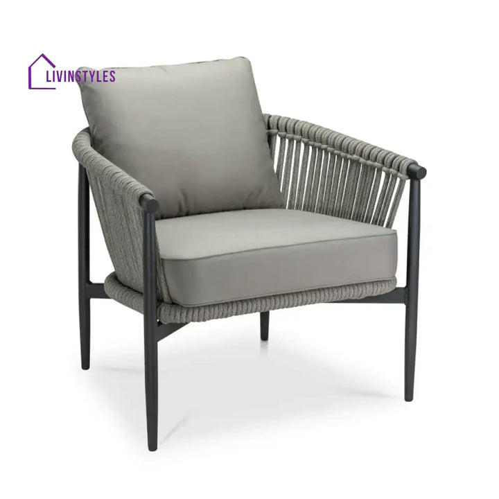Ossani Outdoor Sofa Set 2 Seater 2 Single seater and 1 Center Table (Grey) Braided & Rope - Sofa Sets