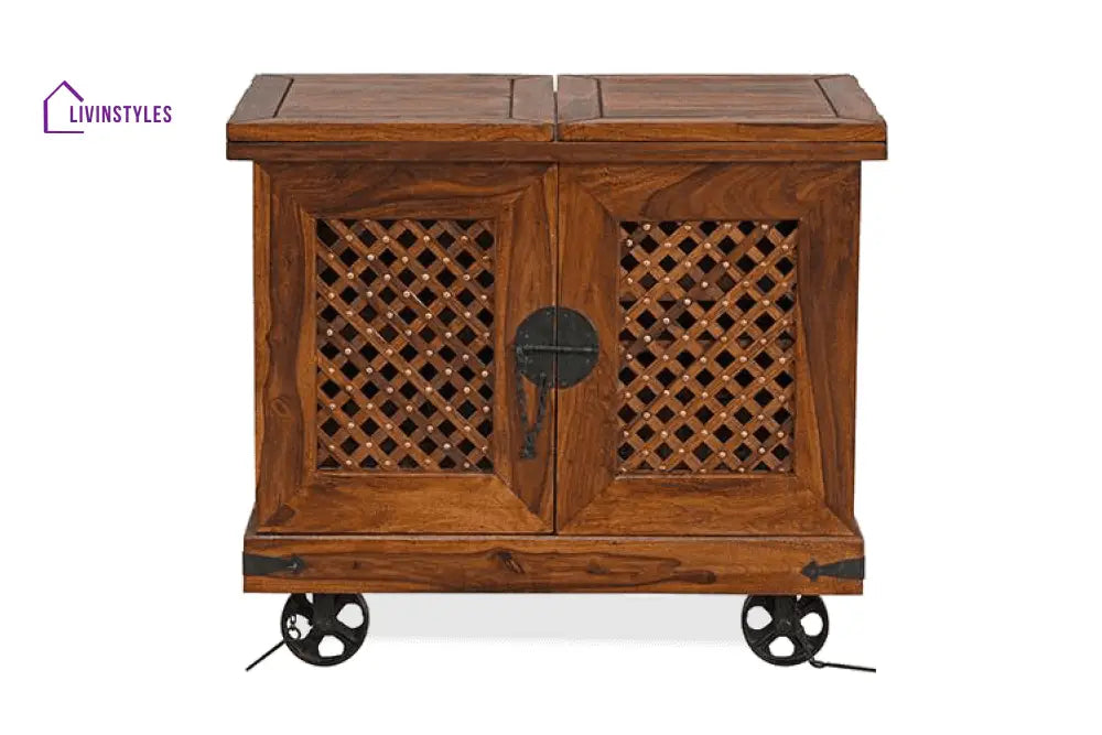 Ostap Solid Wood Jali Bar Cabinet Bar