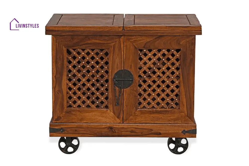 Ostap Solid Wood Jali Bar Cabinet Bar