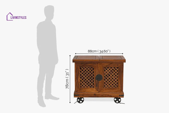 Ostap Solid Wood Jali Bar Cabinet Bar