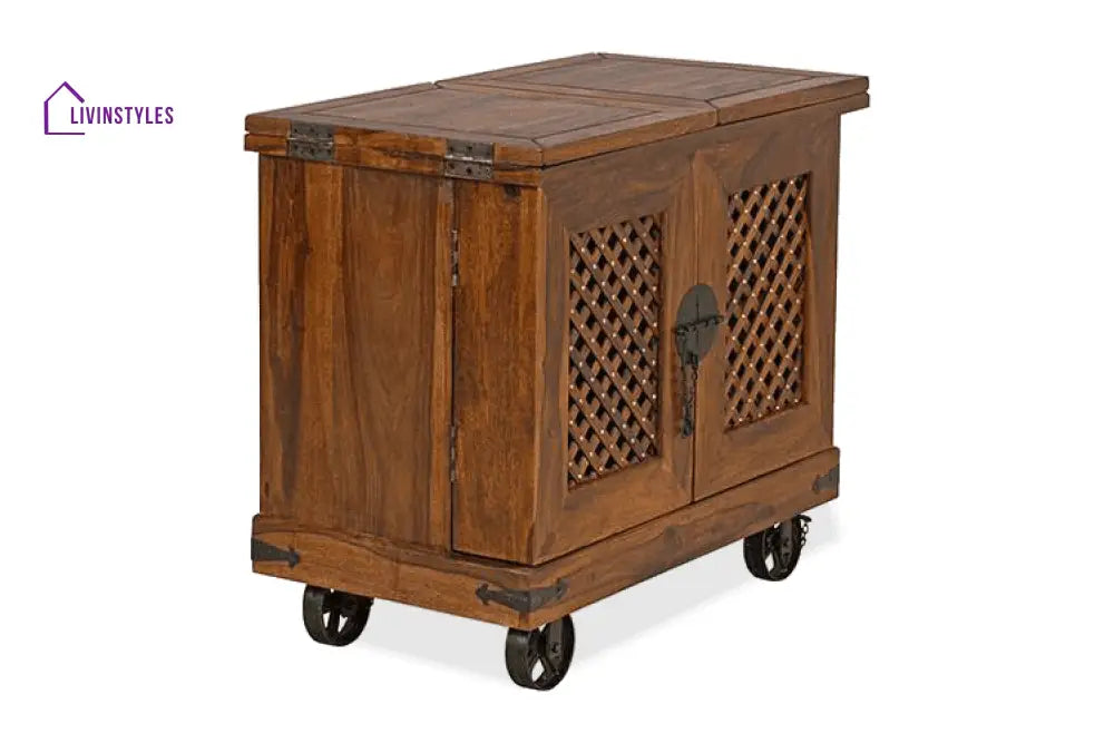 Ostap Solid Wood Jali Bar Cabinet Bar