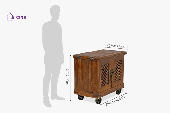 Ostap Solid Wood Jali Bar Cabinet Bar