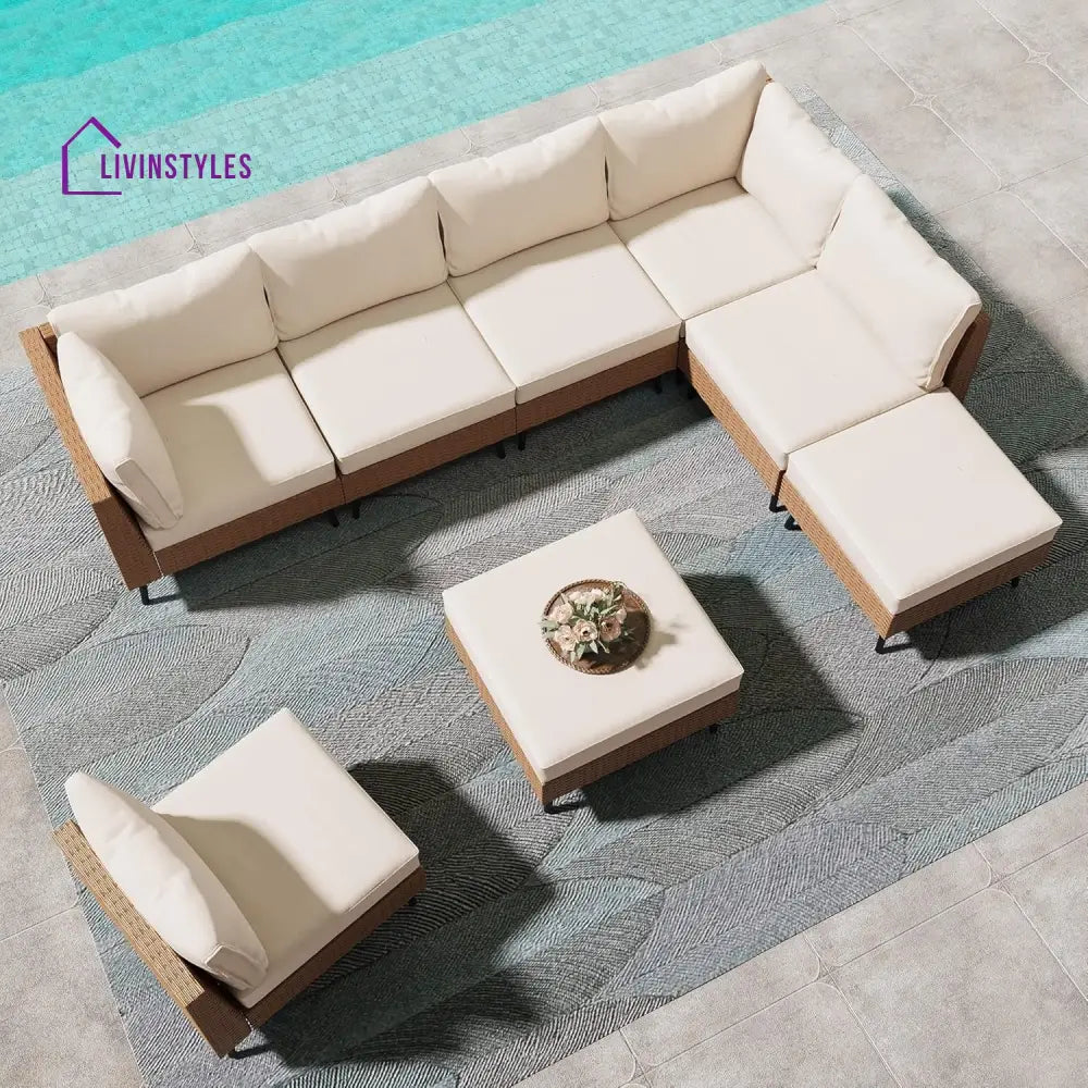 Ottilie Outdoor Rattan Wicker 8-Seater Sofa Set - Sofa Set