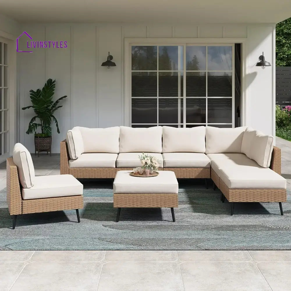 Ottilie Outdoor Rattan Wicker 8-Seater Sofa Set - Sofa Set