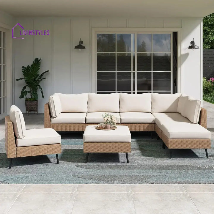 Ottilie Outdoor Rattan Wicker 8-Seater Sofa Set - Sofa Set
