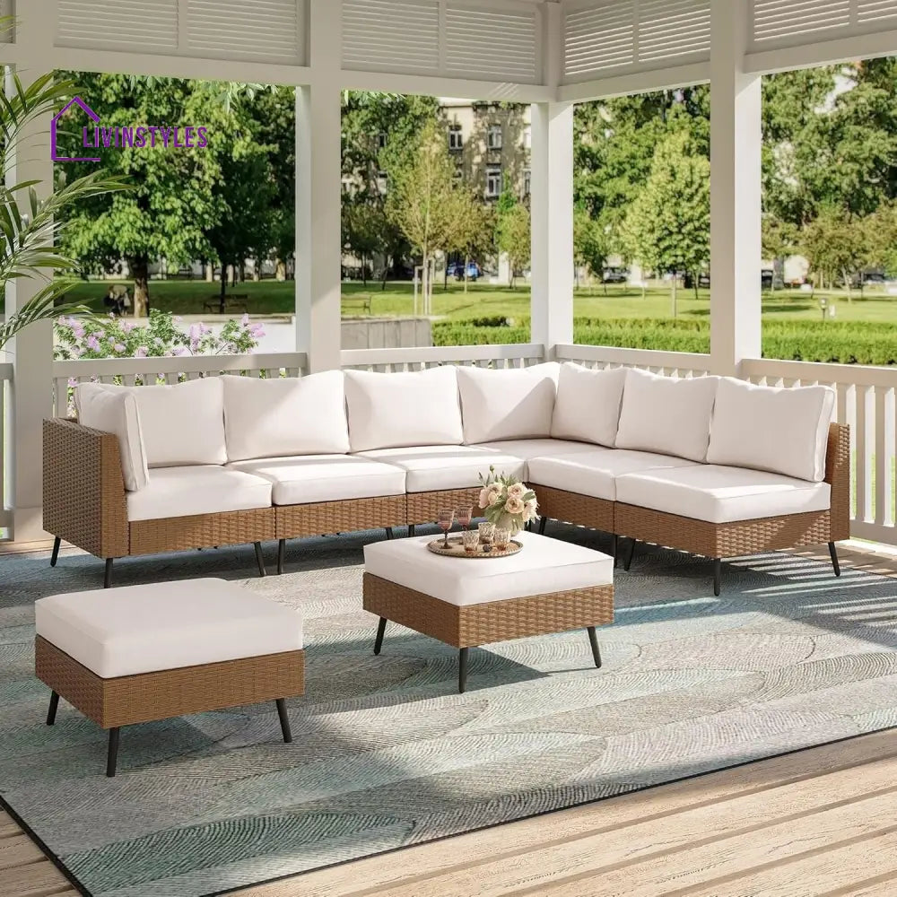 Ottilie Outdoor Rattan Wicker 8-Seater Sofa Set - Sofa Set